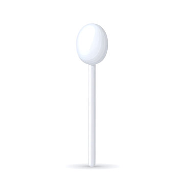 Isolated white cotton swab with a round tip on a clean background, hygiene and personal care item
