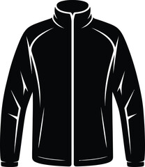 Jacket vector illustration of black long sleeve zipped fleece coat sportswear technical template isolated design on white background graphics. © MstMoheja