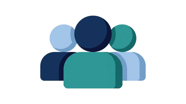 Group of diverse people with blue and green color scheme representing community teamwork cooperation and social interaction