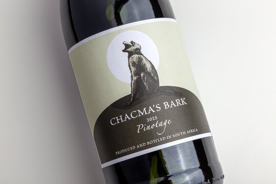 Chacma's Bark Pinotage Wine Bottle Produced And Bottled In South Africa
