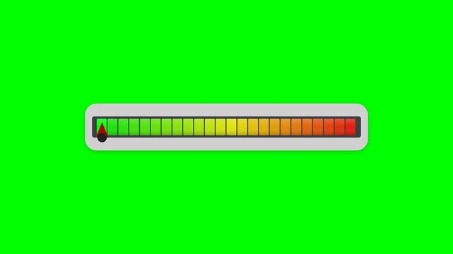 Green screen loading bar animation with color transition from green to red.
