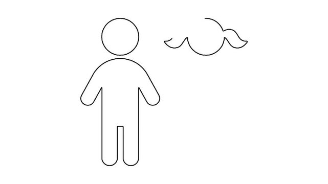 Minimalist line animation of male and female stick figures appearing slowly.