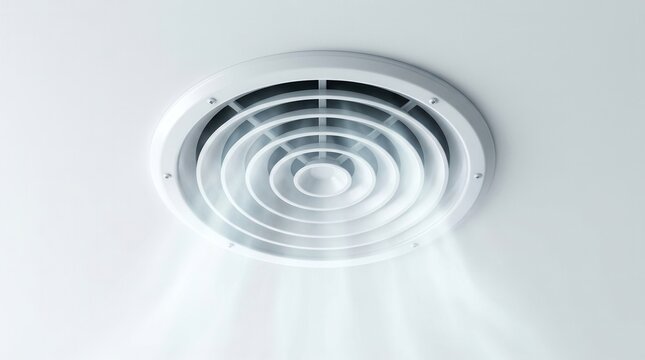 Airflow from a circular ceiling ventilation system in a house.
