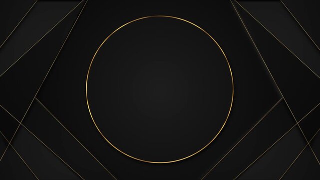 Black and gold circular frame thin geometric lines, matte depth, clean central space for titles. luxury , corporate intros, product reveals, premium branding, elegant slides, modern motion templates.