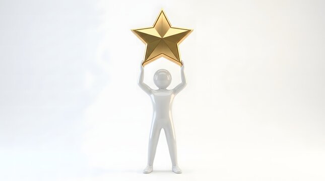 3d render of a figure holding a golden star symbolizing achievement
