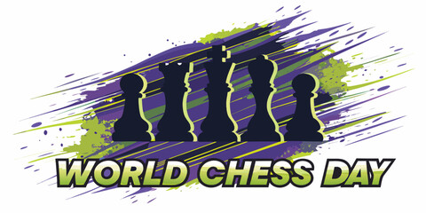 Black Chess Pieces With Brushstroke Background Illustration © Indira