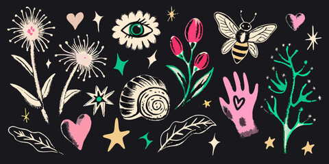 Floral ornament with snail shell and hand hand drawn vector illustration © Indira