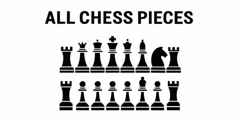 Chess Pieces Silhouette Collection On White Background © Indira