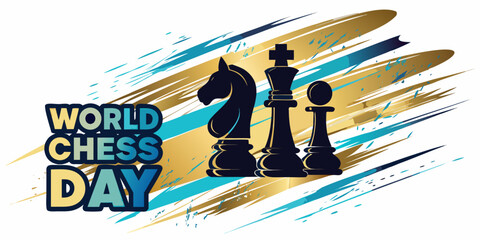 Chess Pieces With Text On Brushstroke Background Vector Illustration © Indira