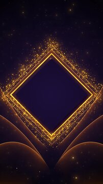 Golden rhombus title background luminous dust, layered borders, rich violet shadows. elegant ceremonies, celebration intros, luxury brand reveals, festive announcements, invitation cards, premium