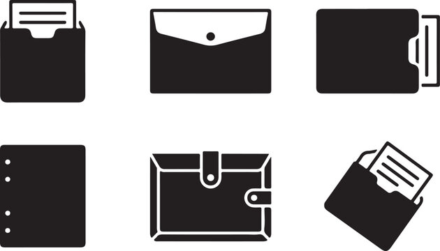 Flat icons of six different types of folders and envelopes Vector