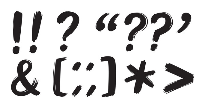 Set of hand drawn punctuation marks exclamation and question marks quotation symbols vector.
