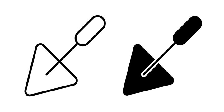 Trowel Icon represents masonry, construction, and gardening tools with an editable outline vector illustration.