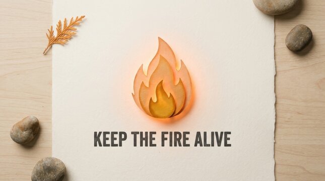 Fire flame icon with text keep the fire alive