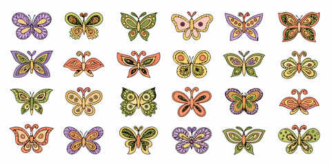 Hand Drawn Butterflies A Colorful Vector Illustration Pattern © bashanti
