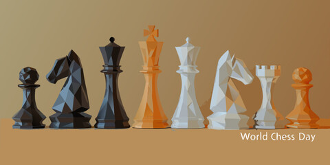 Geometric Chess Pieces Lineup A Modern Vector Illustration © bashanti