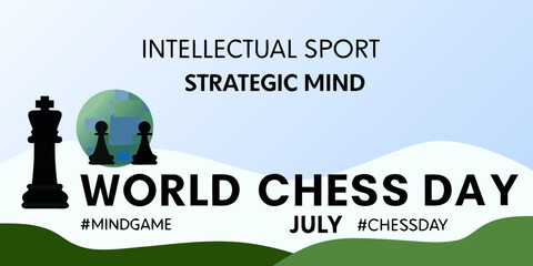 Chess Pieces And World Chess Day Graphic Vector Illustration © bashanti