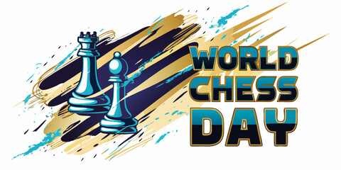 Chess Pieces With Bold Typography On A Brushstroke Background © bashanti