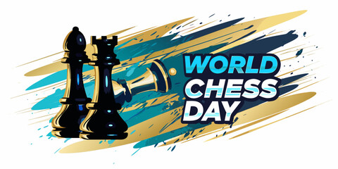 Chess Pieces With Brushstroke Background Vector Illustration © bashanti