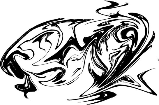 Abstract black ink swirls and splatters