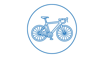 Fototapeta premium Blue line art icon of a road bicycle inside a circle on white background