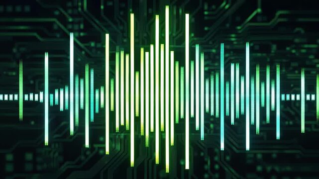 Abstract green glowing vertical strip bars digital pattern background