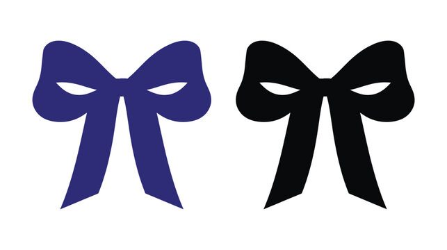 Black ribbon bow icons in elegant vector illustration style for decoration
