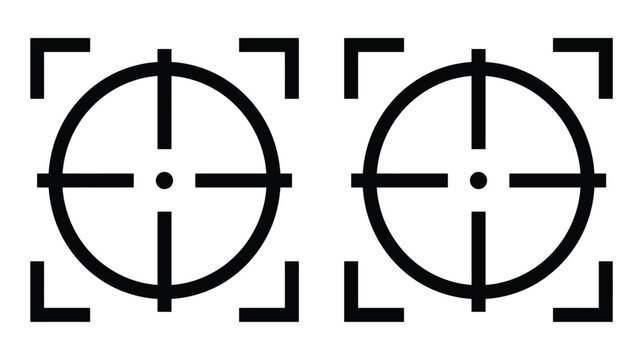 Crosshair icon set with corner brackets for targeting and alignment purposes