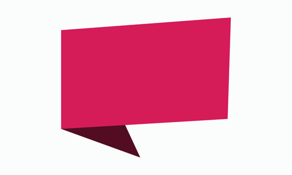 Pink speech bubble with shadow on bottom left corner, vector for design projects, web sites, and printing, modern and minimalistic style, easy to use in your daily work.