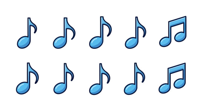 Blue musical notes on white background