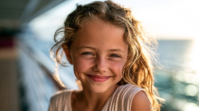 Girl enjoying her vacation on a boat.