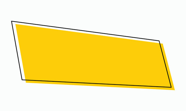 Yellow parallelogram-shaped banner with black outline, ideal for marketing, presentations, or website headers, vector illustration with modern flat design aesthetics.