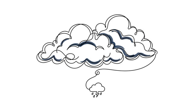Whimsical cloud drawing with tiny rain cloud