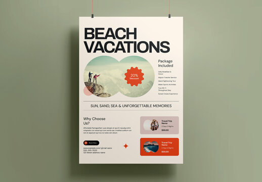 Beach Vacations Poster Layout