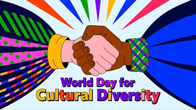 Illustration of a handshake between diverse hands for world day for cultural diversity with handshake, diversity