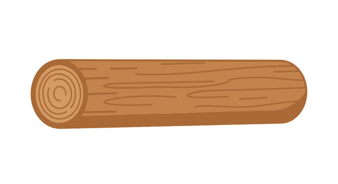 Isolated wooden log with visible growth rings.