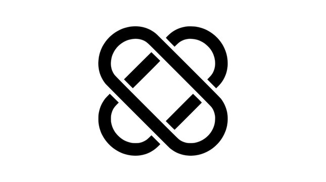 Interlocking infinity loop symbol on white background, abstract geometric design