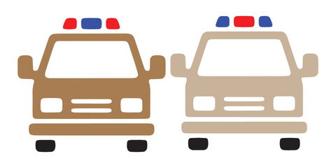 Two police cars with lights on top side by side illustration. © OBAID