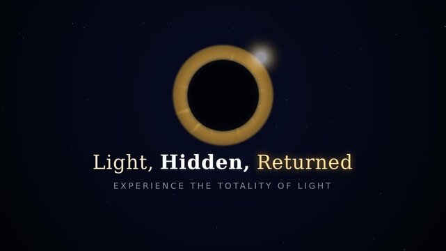 Solar Eclipse Animation. Moon Obscuring Sun. Corona Ringing Darkened Sun