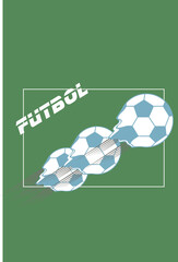 Balon de futbol con sensacion de movimiento. Fondo verde.   © veronica