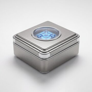 3D hardware titanium lockbox representing confidential computing enclave security on white