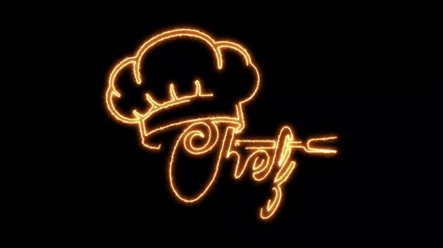 Fiery Chef Logo Reveal Animation on Black Background for Restaurant Branding