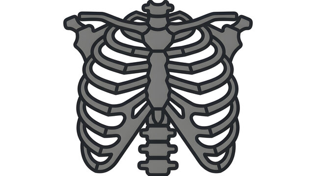 Human Skeleton Ribcage and Spine Vector Icon Halloween Graphic