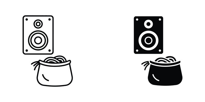Astronomical telescope with star map chart icon set in black and white line and solid style
