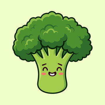 Adorable Kawaii Vegetable Broccoli Icon Vector Isolated