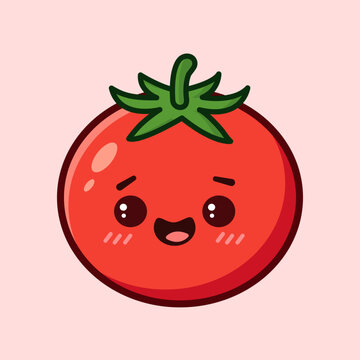 Cute Kawaii Tomato Character Vector Illustration