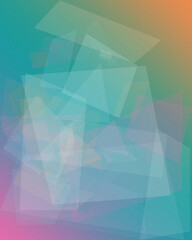 Fototapeta premium Abstract geometric shapes in teal, cyan, and pink gradient create a modern, calm tech-like backdrop, ideal for websites, presentations, and flyers with copy space.
