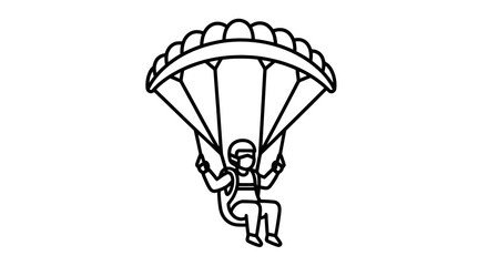 Illustration of person skydiving with open parachute. © Bacan