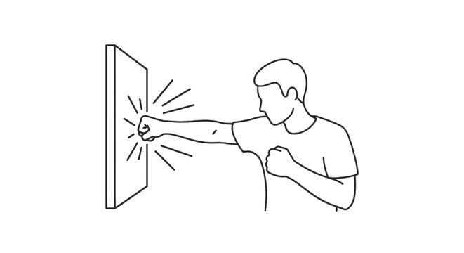 Man punching a light switch in frustration.