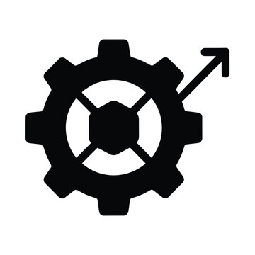 Gear And Arrow Icon Black Silhouette On White Background Mechanical Symbol